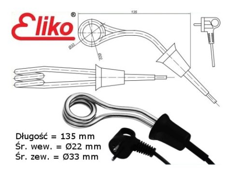 ELIKO Grzałka nurkowa 500W ELIKO Grzałka nurkowa 500W