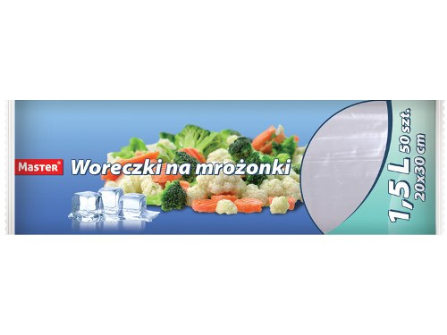 MASTER Woreczki na mrożonki 20*30cm 1,5l a'50 rolka S-013 MASTER Woreczki na mrożonki 20*30cm 1,5l a'50 rolka S-013