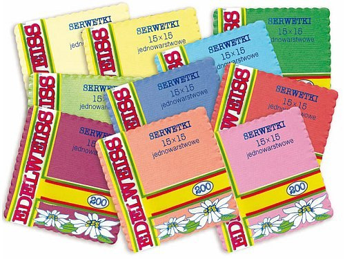 Serwetki gastronomiczna kolor 15x15cm Serwetki gastronomiczna kolor 15x15cm