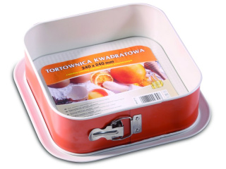 SNB Tortownica kwadratowa 240x240 mm non-stick dno fakturowane Pomarańczowa