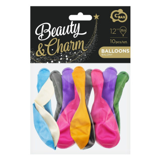 GODAN Balony Beauty&Charm, metaliki 12" mix - 10 szt.