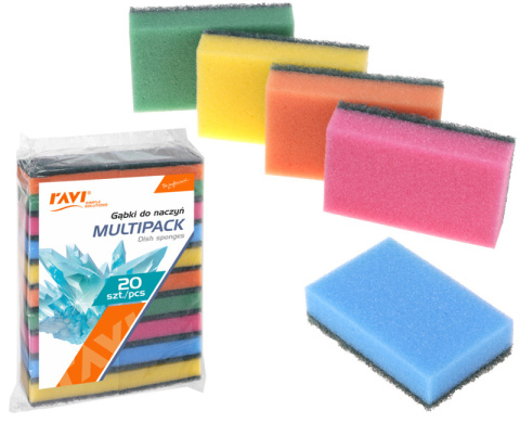 RAVI Gąbki kuchenne do naczyń Multipack 20 sztuk RAVI Gąbki kuchenne do naczyń Multipack 20 sztuk