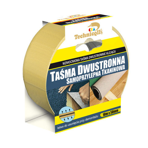 TECHNICQLL Taśma tkaninowa dwustronna 10 m / 50 mm