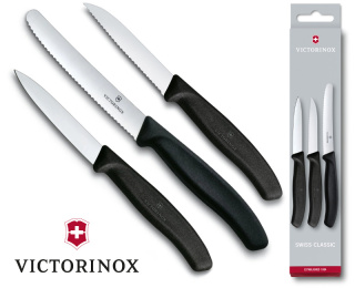 VICTORINOX Zestaw 3 noże do warzyw i owoców czarne 6.7113.3