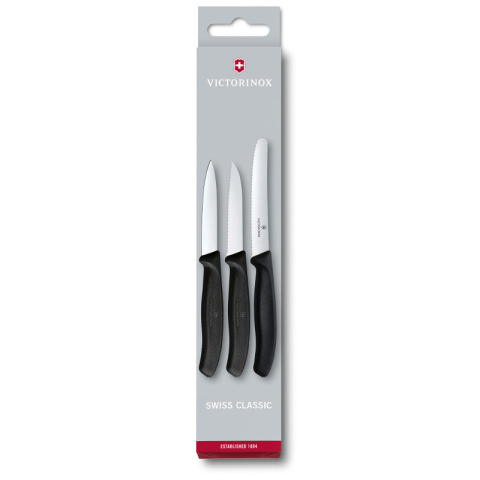 VICTORINOX Zestaw 3 noże do warzyw i owoców czarne 6.7113.3